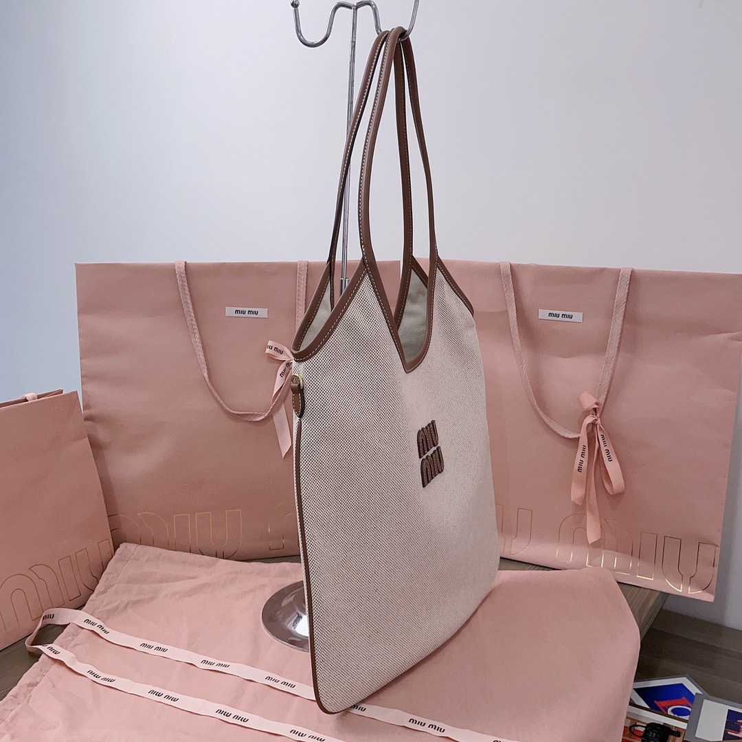Miu Miu Canvas Ivy Canvas Tote - Neutrals Totes, Handbags - MIU212534