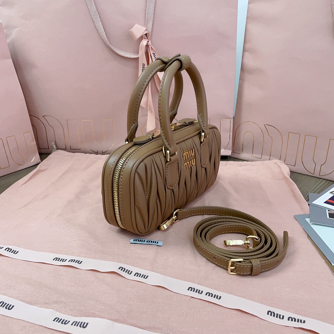 Miu Miu Caramel Arcadie Matelassé Nappa Leather Bag | Miu Miu
