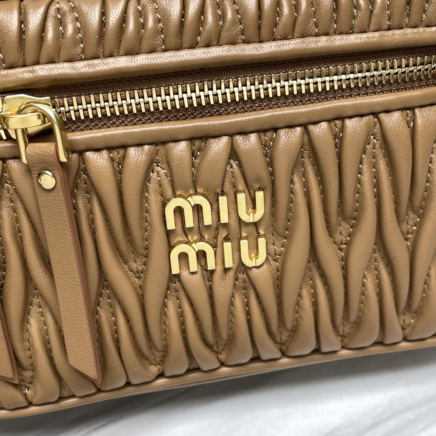 Miu Miu Caramel Matelassé Nappa Leather Shoulder Bag | Miu Miu