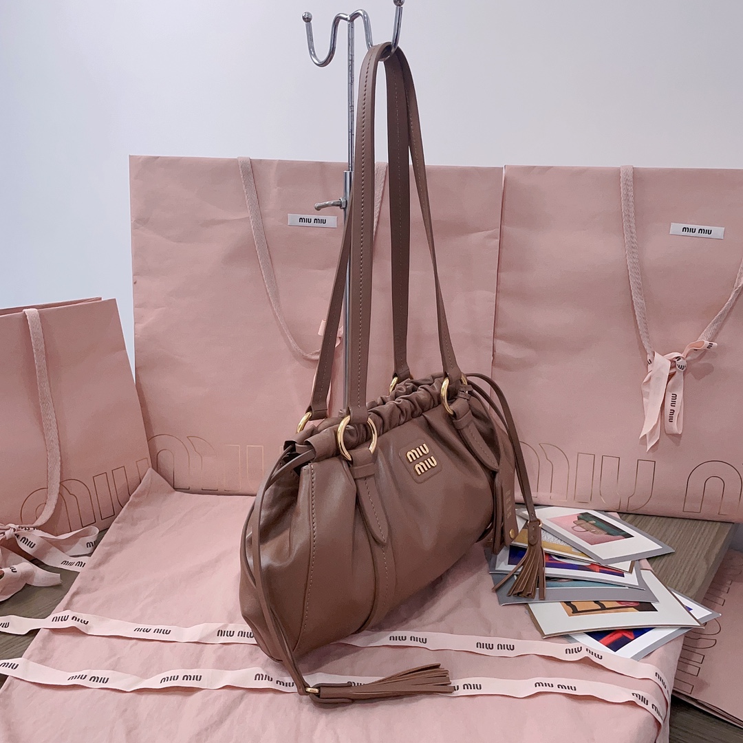 Miu Miu Caramel Nappa Leather Joie Shopping Bag in Brown