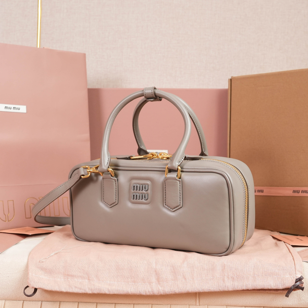 Miu Miu Chalk gray Arcadie Leather Mini-bag | Miu Miu