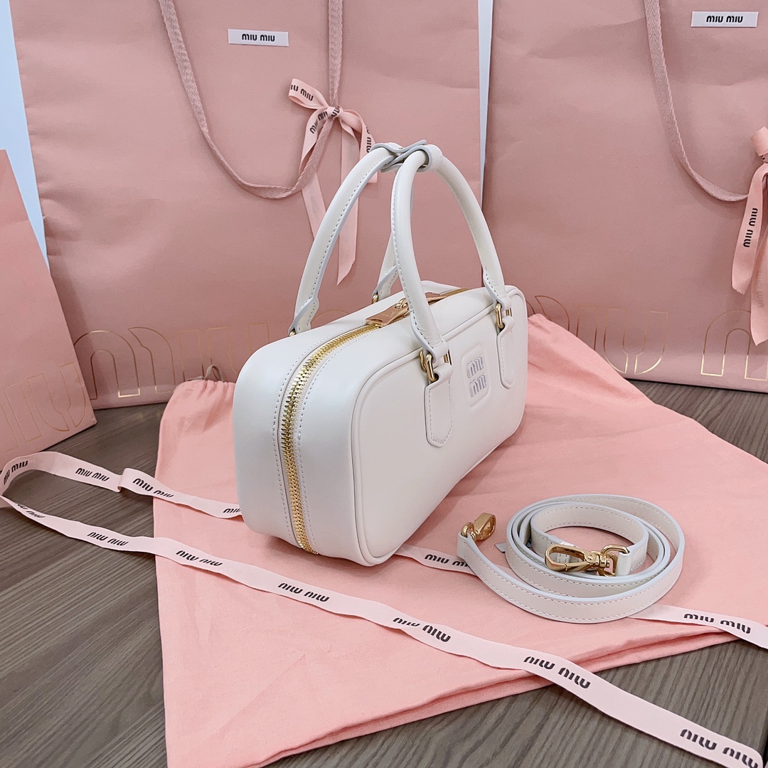 Miu Miu Chalk White Arcadie Leather Bag | Miu Miu