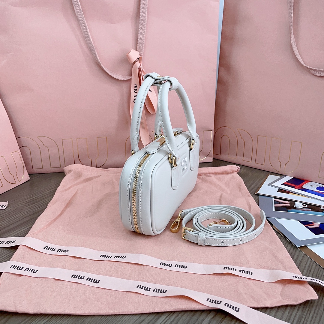 Miu Miu Chalk White Arcadie Leather Bag | Miu Miu