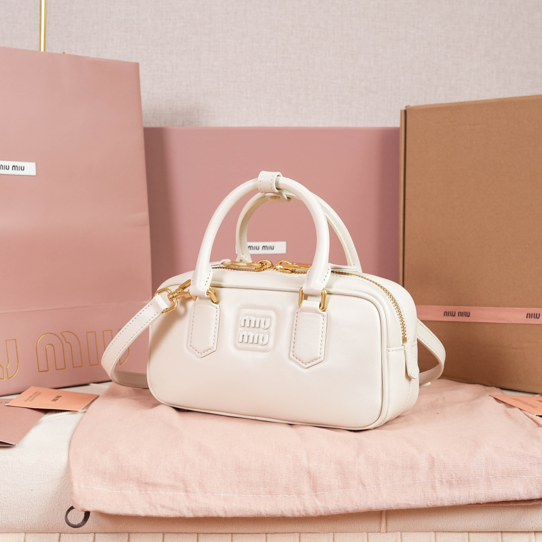 Miu Miu Chalk White Arcadie Leather Bag | Miu Miu