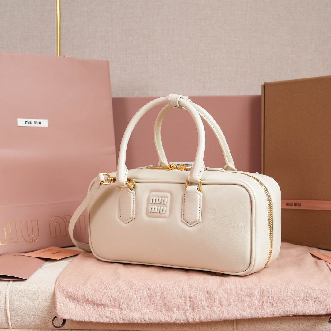 Miu Miu Chalk White Arcadie Leather Bag | Miu Miu