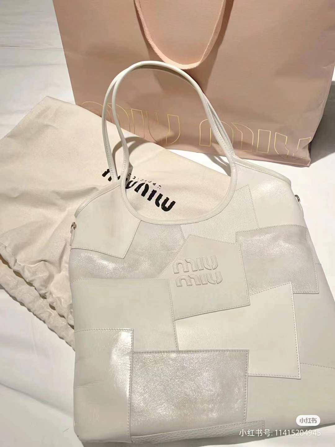 Miu Miu Chalk White Ivy Leather Patchwork Bag | Miu Miu