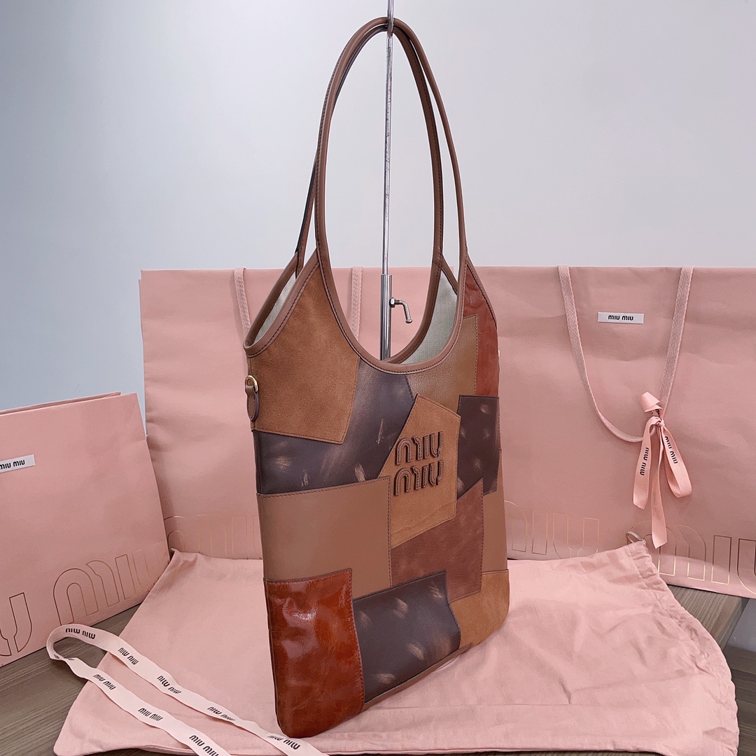 Miu Miu Cognac Ivy Leather Patchwork Bag | Miu Miu