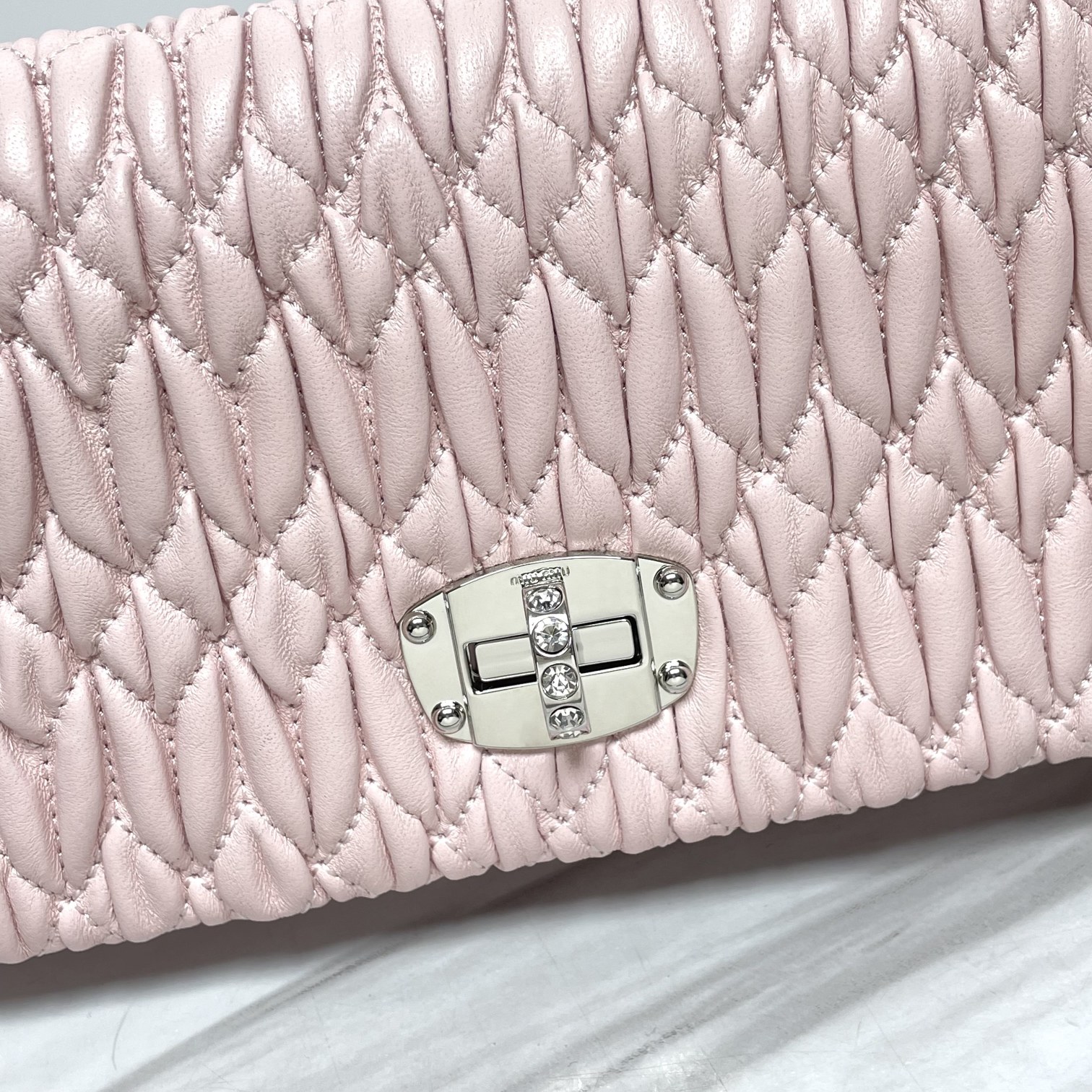 Miu Miu Crystal Embellished Leather Crossbody Bag - Purpl