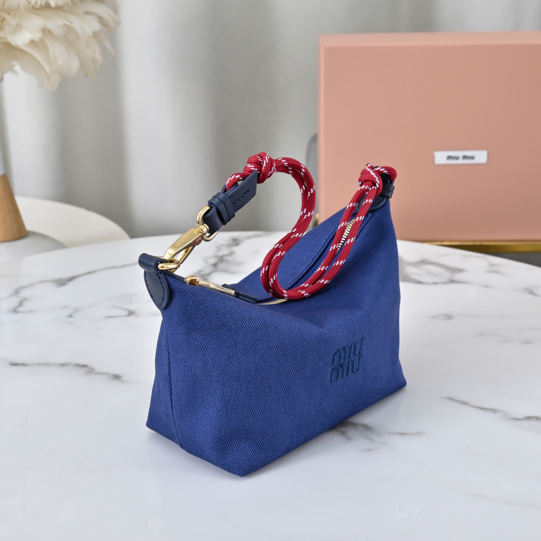 Miu Miu Gabardine pouch for Women - Navy in strap red
