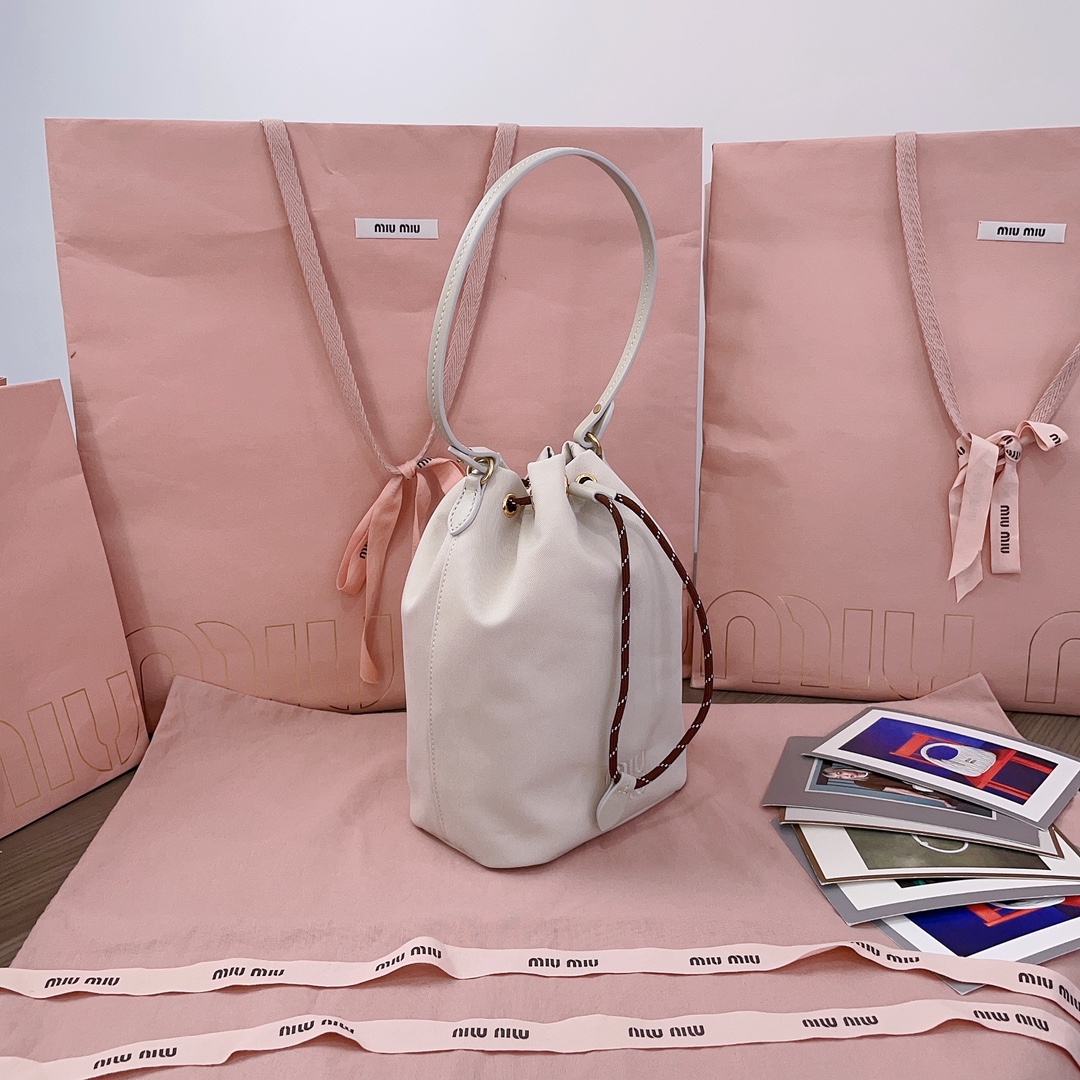 Miu Miu Gabardine Pouch in Natural bag in white