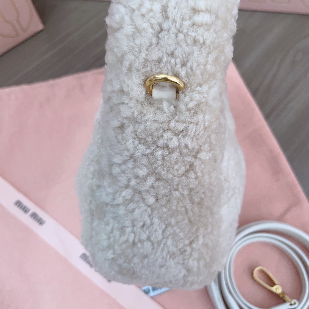 Miu Miu Ivory Wander Shearling Hobo Bag | Miu Miu