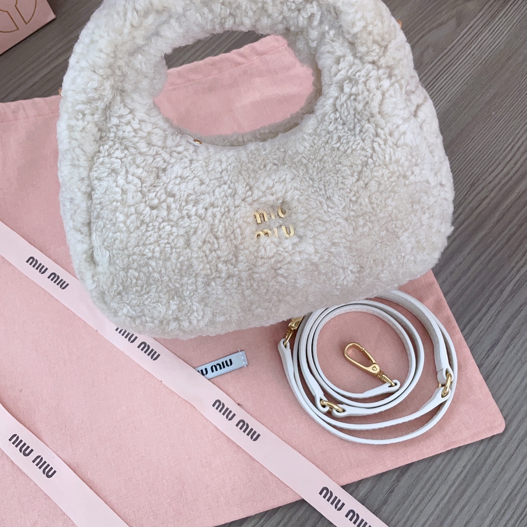Miu Miu Ivory Wander Shearling Hobo Bag | Miu Miu