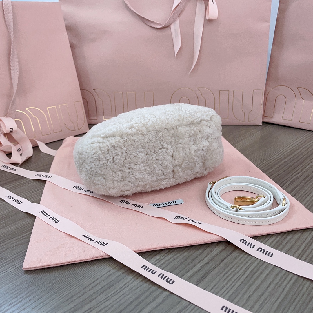 Miu Miu Ivory Wander Shearling Hobo Bag | Miu Miu