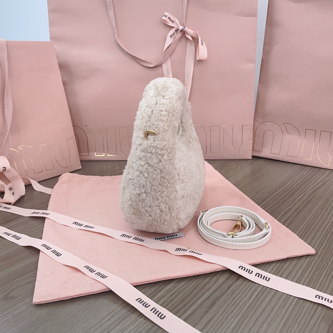 Miu Miu Ivory Wander Shearling Hobo Bag | Miu Miu