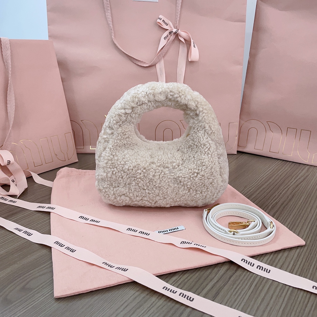 Miu Miu Ivory Wander Shearling Hobo Bag | Miu Miu