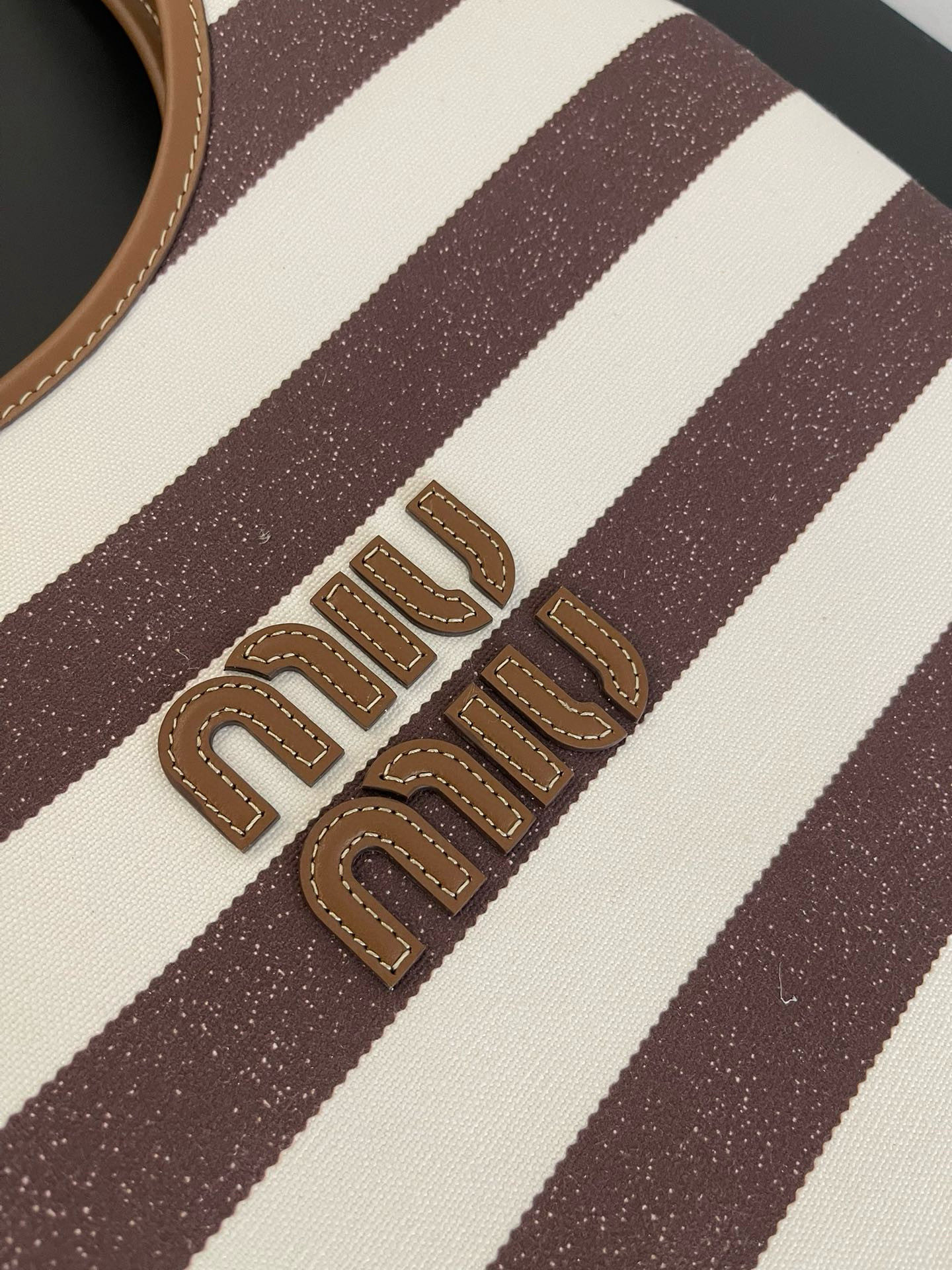 Miu Miu Ivy Canvas and Leather Tote Bag brown Miu Miu  00209