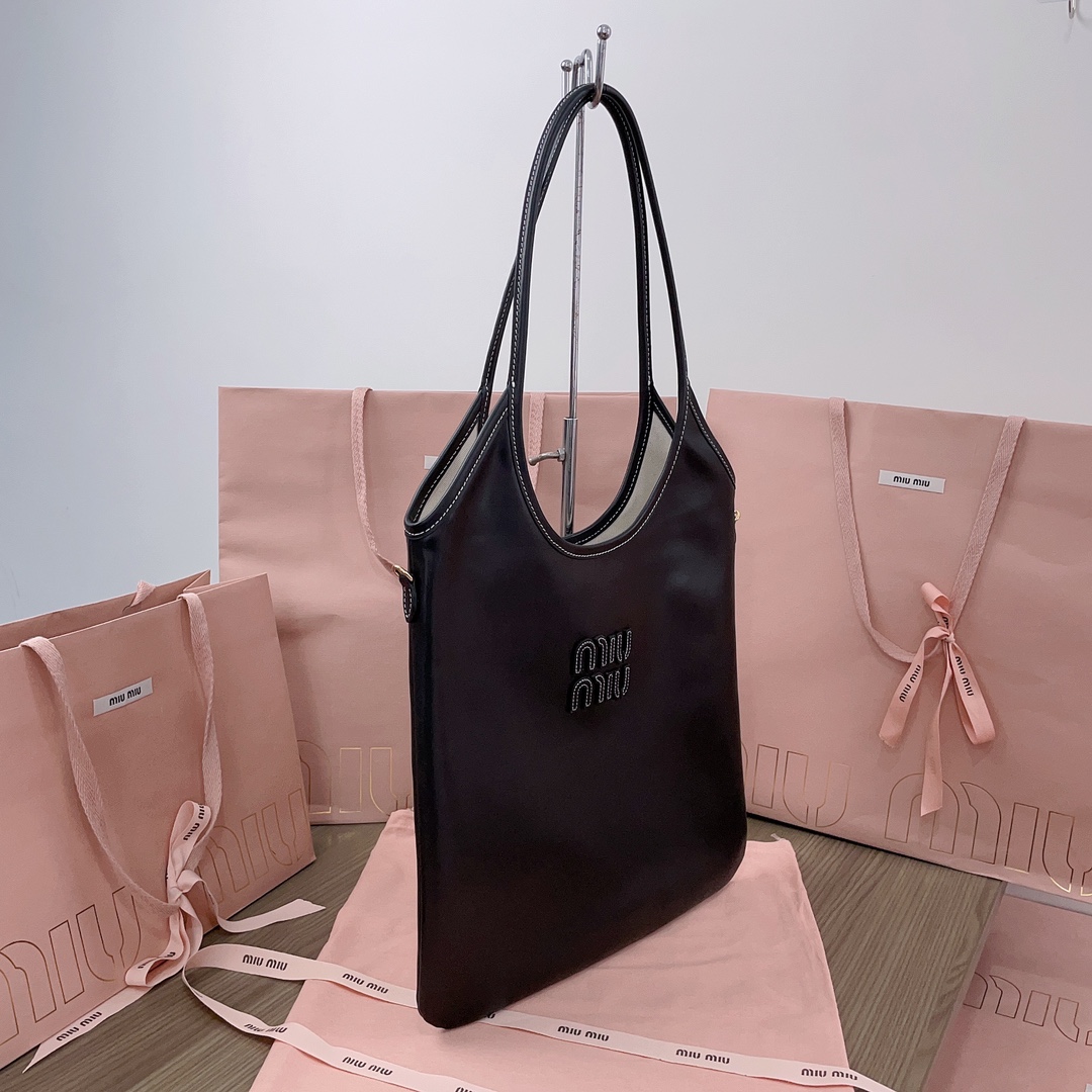 Miu Miu Ivy Leather Tote Bag Black 140367872 | eBay Miu Miu 03499
