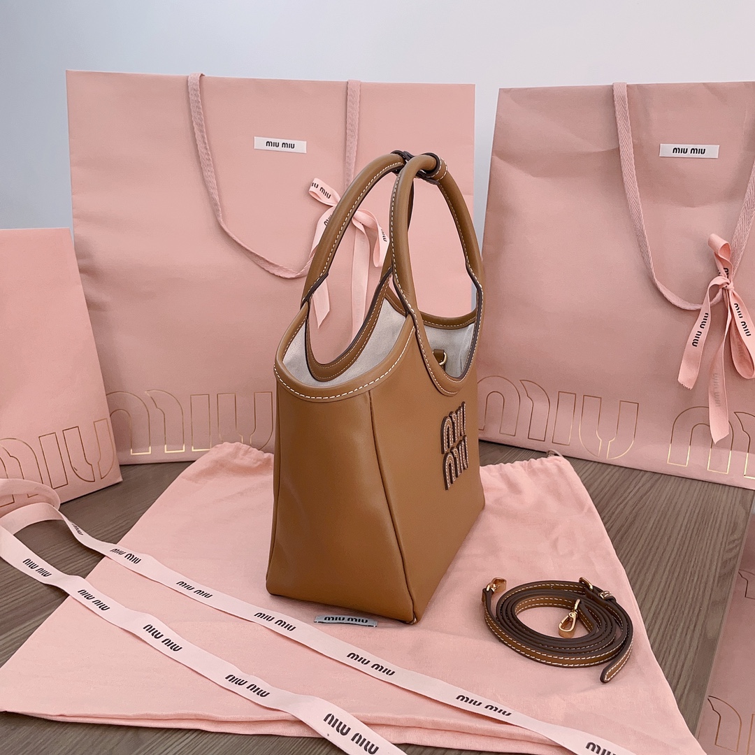 Miu Miu Ivy Leather Tote Shoulder Bag 5BA284 2CRW