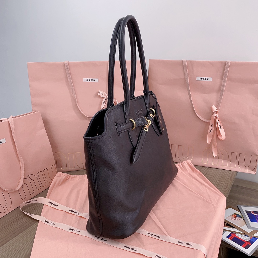 Miu Miu Lambskin Aventure Medium - Black Totes,