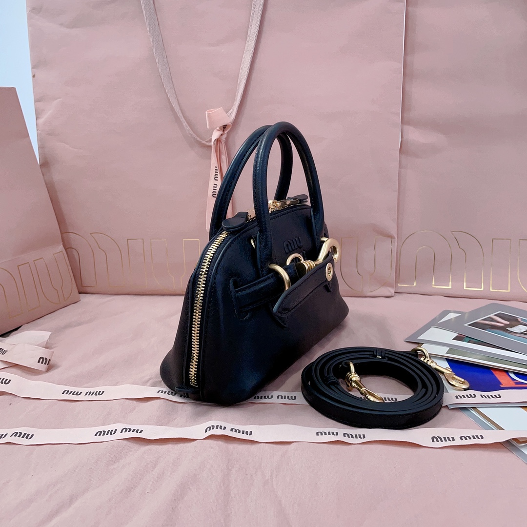 Miu Miu Leather Aventure Top Handle Bag - Black Handle