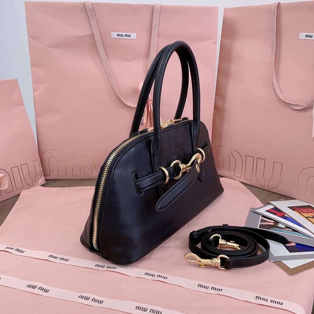 Miu Miu Leather Aventure Top Handle Bag - Black Handle Bags, Handbags - MIU217759