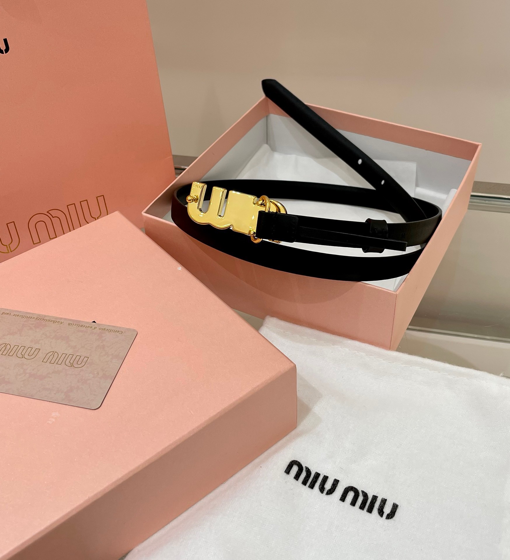 Miu Miu leather belt- calfskin black