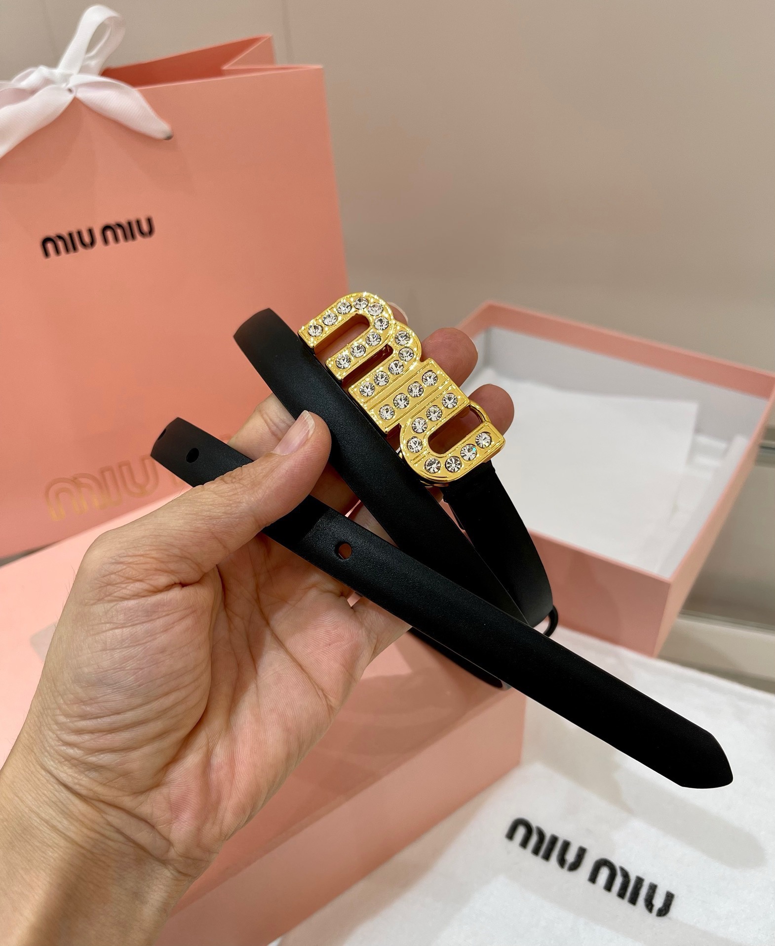 Miu Miu leather belt- calfskin black