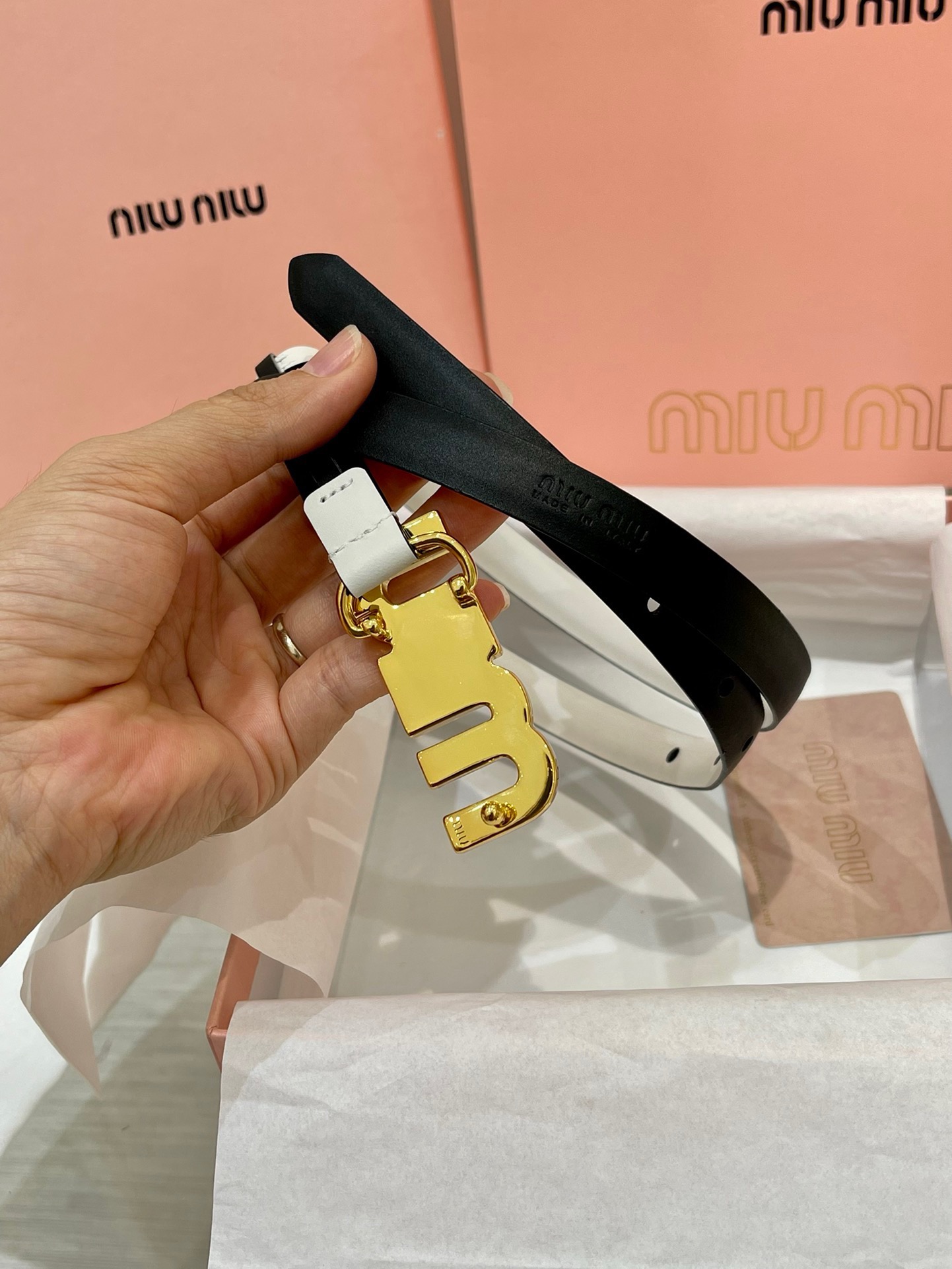 Miu Miu Leather Lettering Belt.