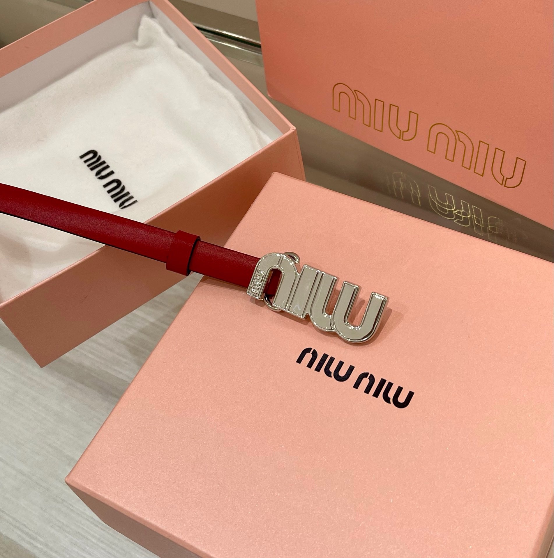 Miu Miu Leather Lettering Belt.