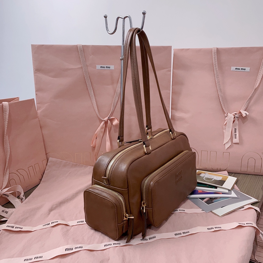 Miu Miu Leather Tote Bag | Brown Miu Miu 00539