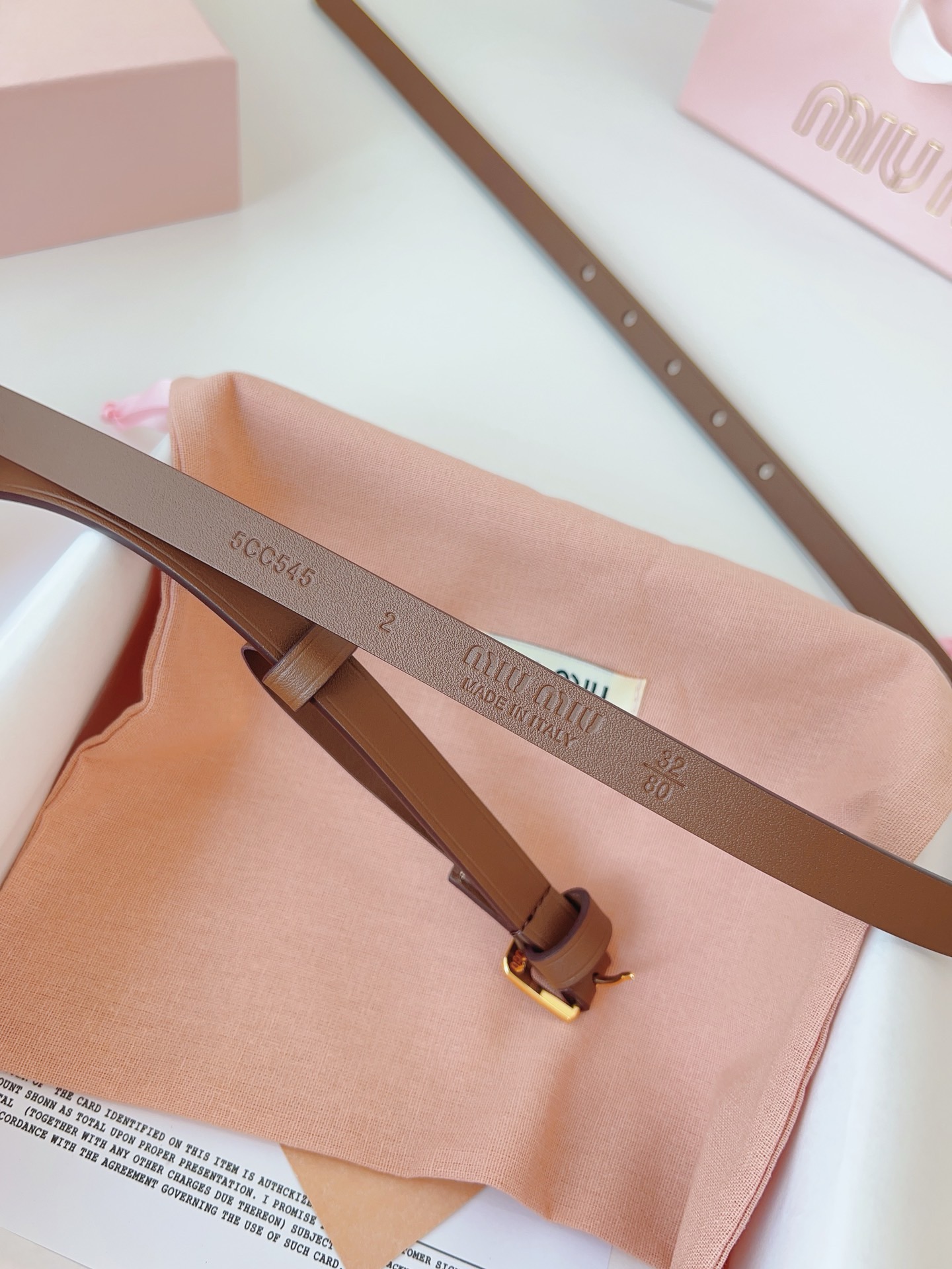 Miu Miu Logo Nappa Leather Belt- Brown