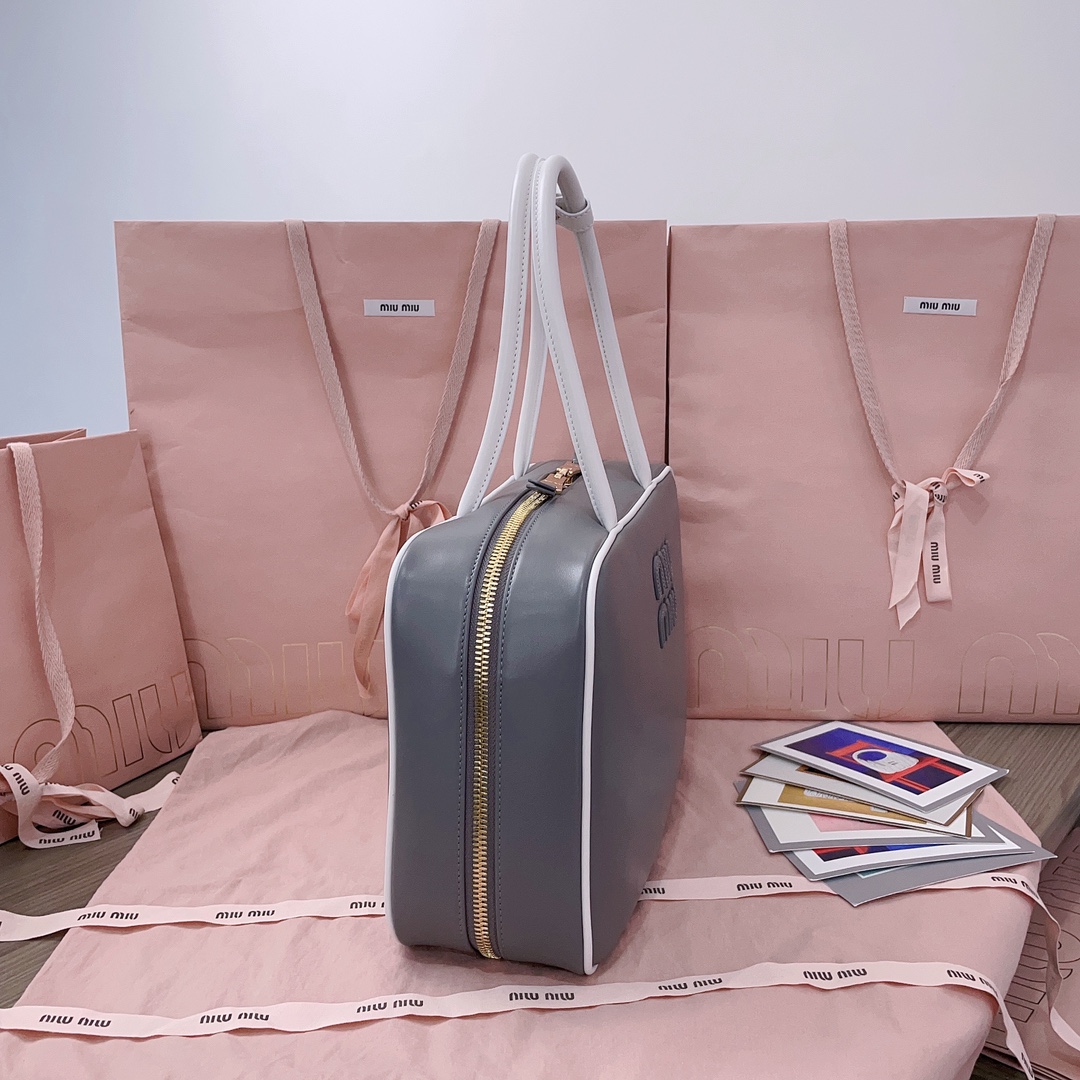 Miu Miu Marble Gray / White Beau Leather Bag | Miu Miu