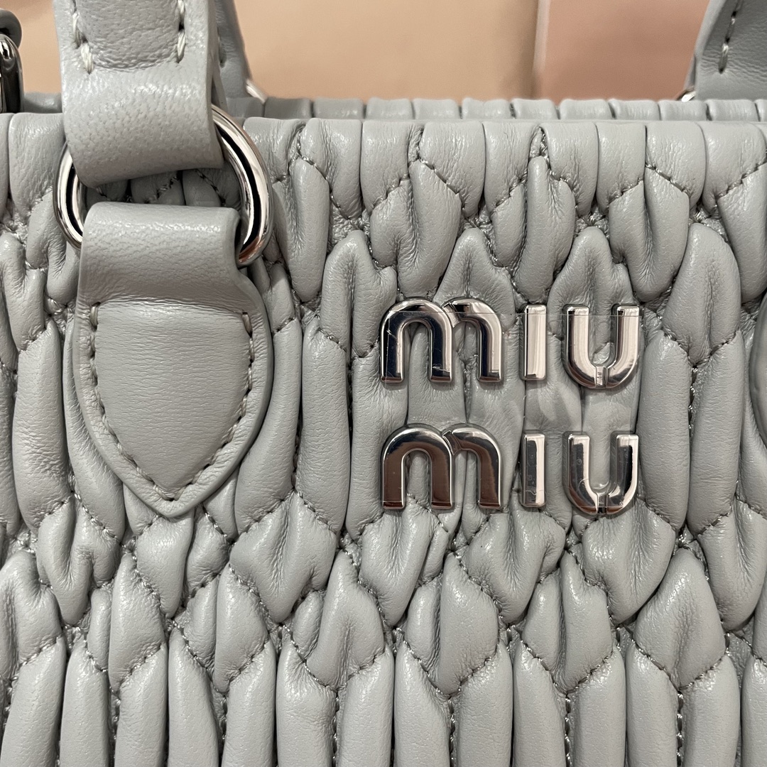 Miu Miu Matelasse Nappa Crystal Handbag gray Leath