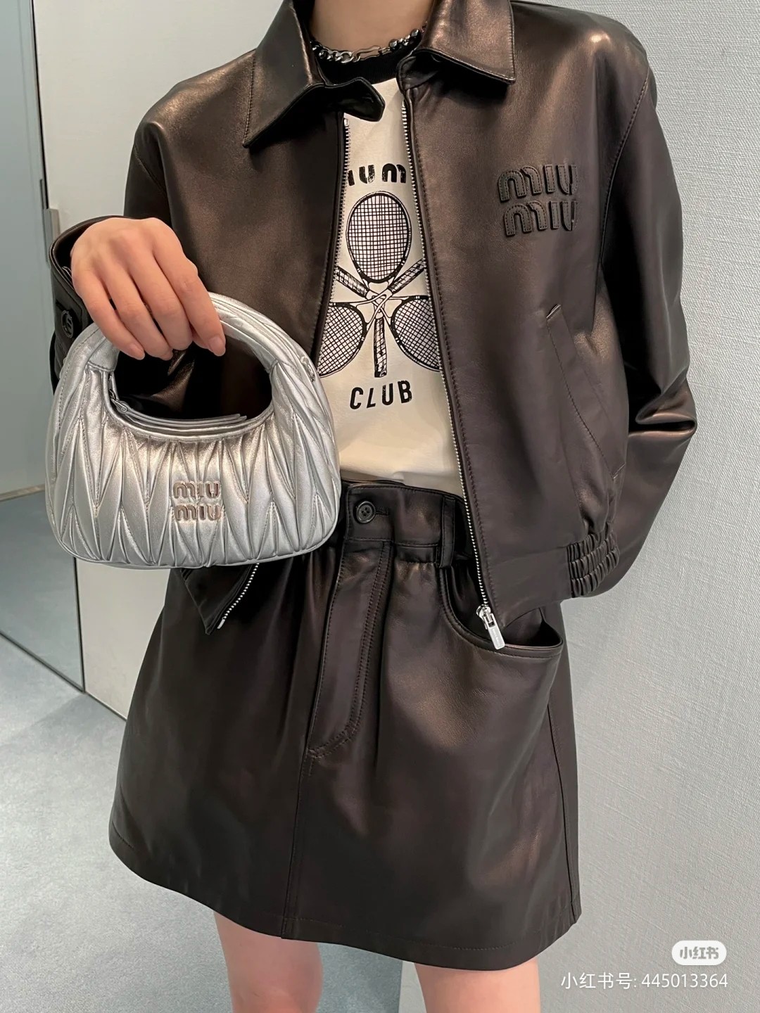 MIU MIU Metallic Nappa Matelasse Mini Wander Hobo bag in siver