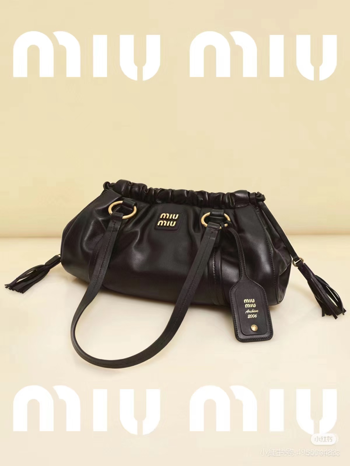 MIU MIU Nappa Joie Shoulder Bag Black 1608413