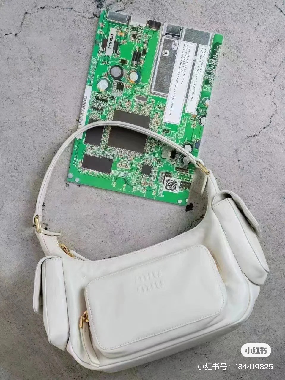 Miu Miu Nappa Leather Pocket Shoulder Bag w/ Tags - Neutrals white