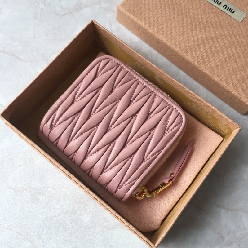 MIU MIU Nappa Matelasse Zip Around Compact Wallet