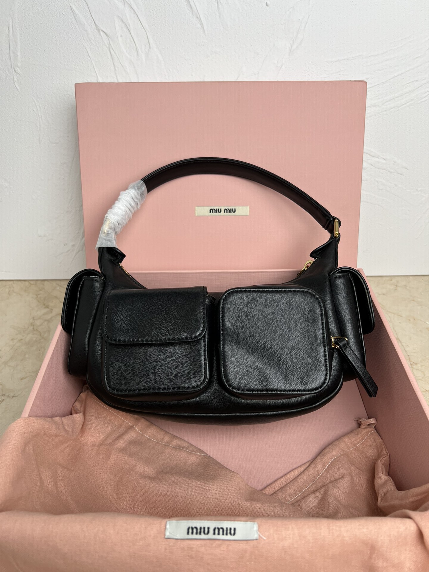 MIU MIU Nappa Multi Pocket Hobo Black 1579584 |