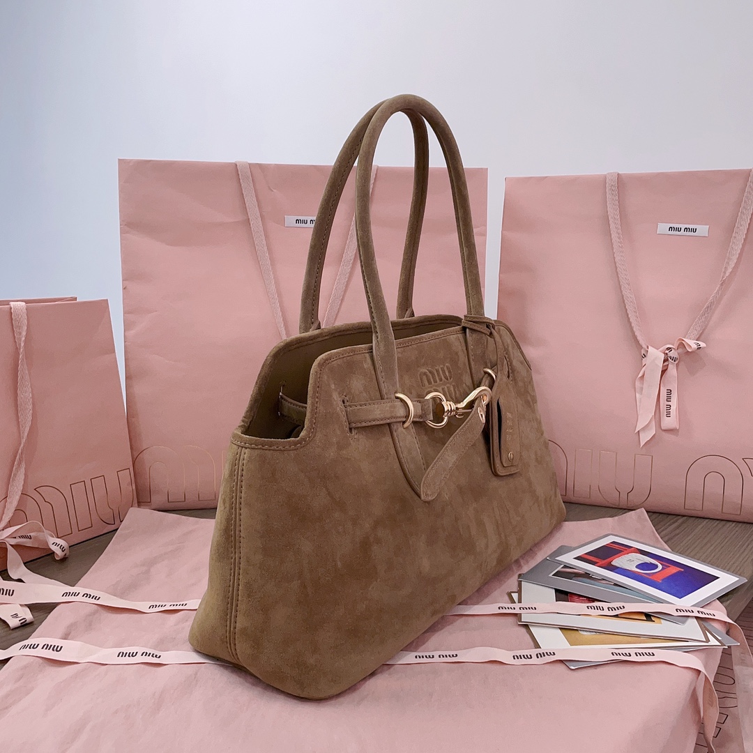 Miu Miu Olive Green Aventure Suede Bag | Miu Mi