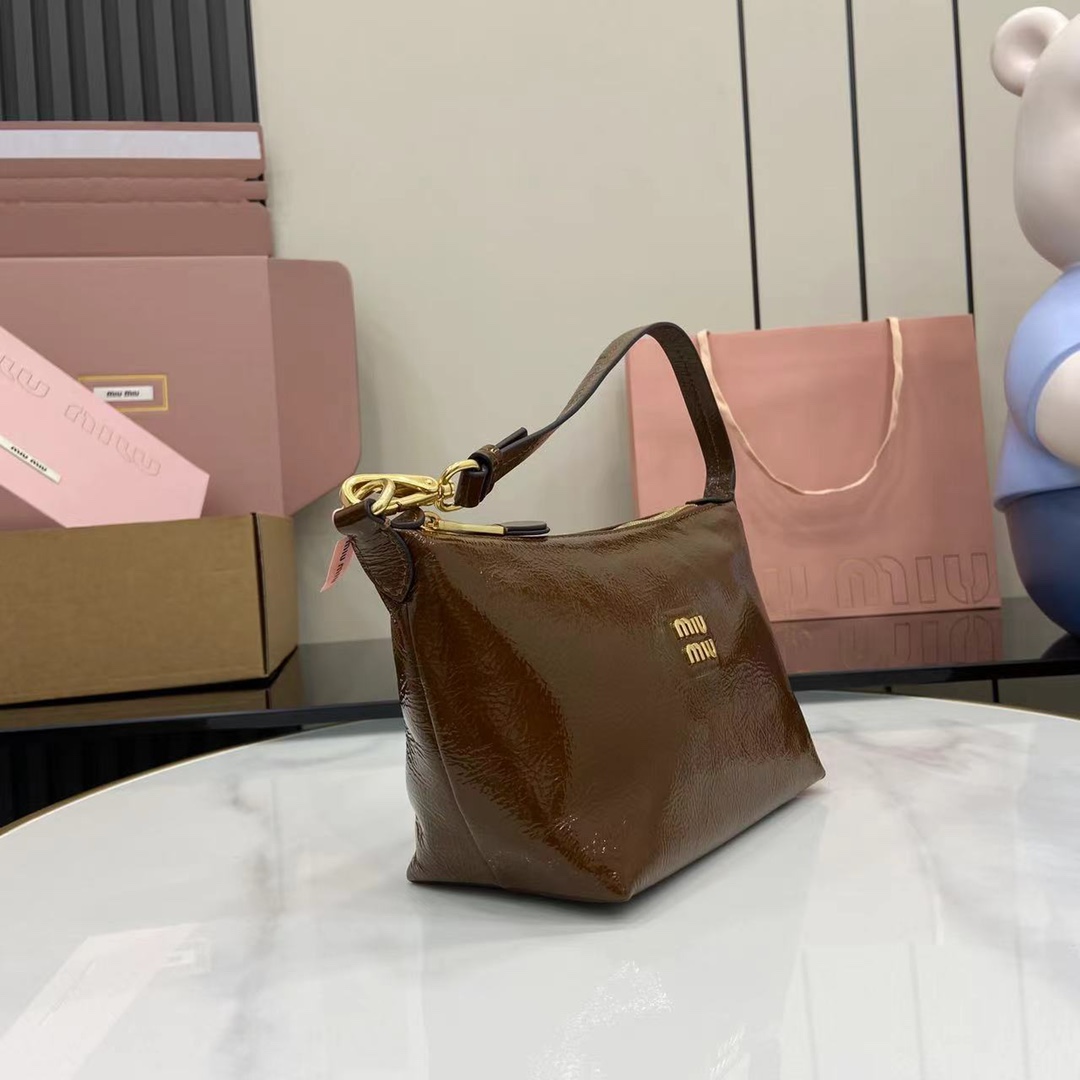 Miu Miu Patent Pouch in Brown