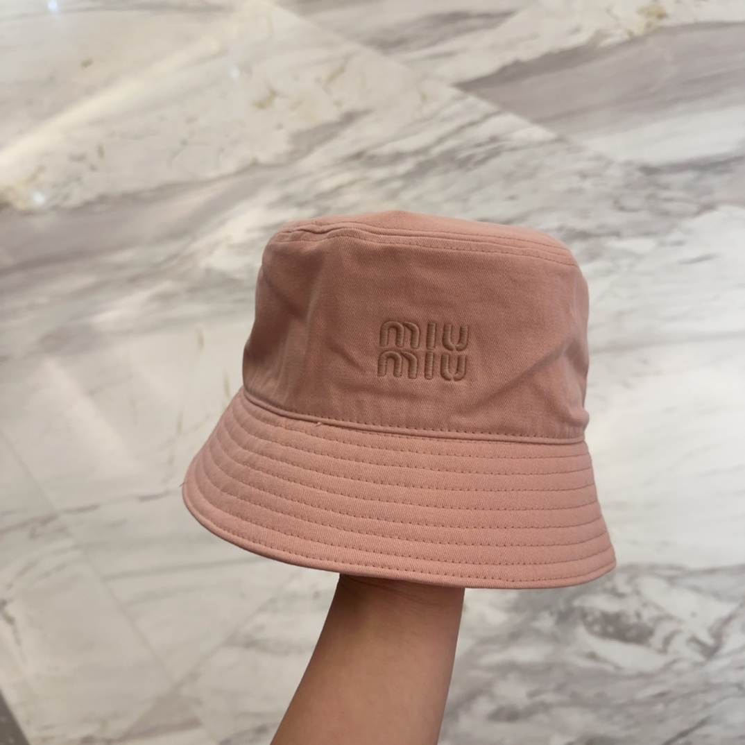 Miu Miu Peach Bucket Hat - Miu Miu Peach Cotton Bucket Hat
