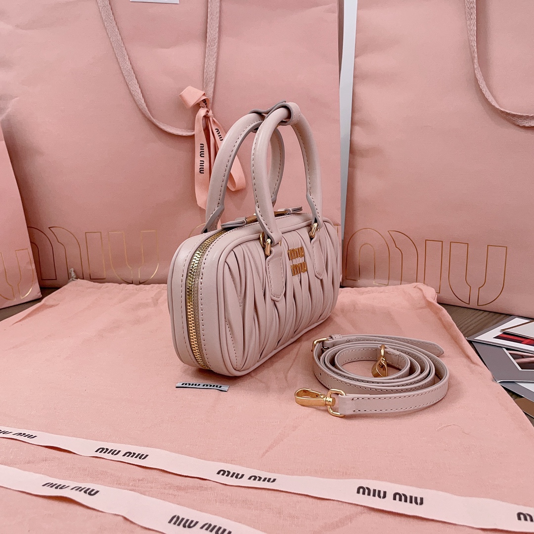 Miu Miu Powder Pink Arcadie Matelassé Nappa Leather Mini-bag | Miu