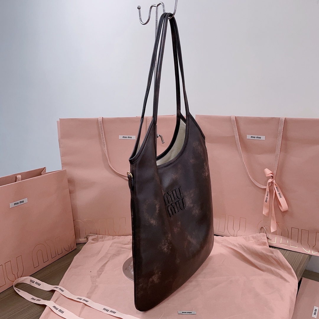 Miu Miu Sand/coffee Ivy Leather Bag | Miu Miu