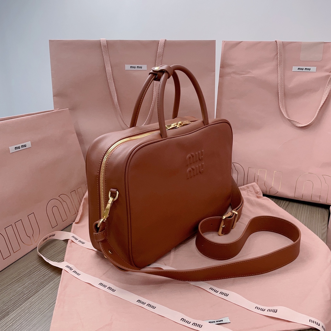 Miu Miu Softy Bauletto Handbag 'Cognac' - 5BB117 Miu MiuBuy