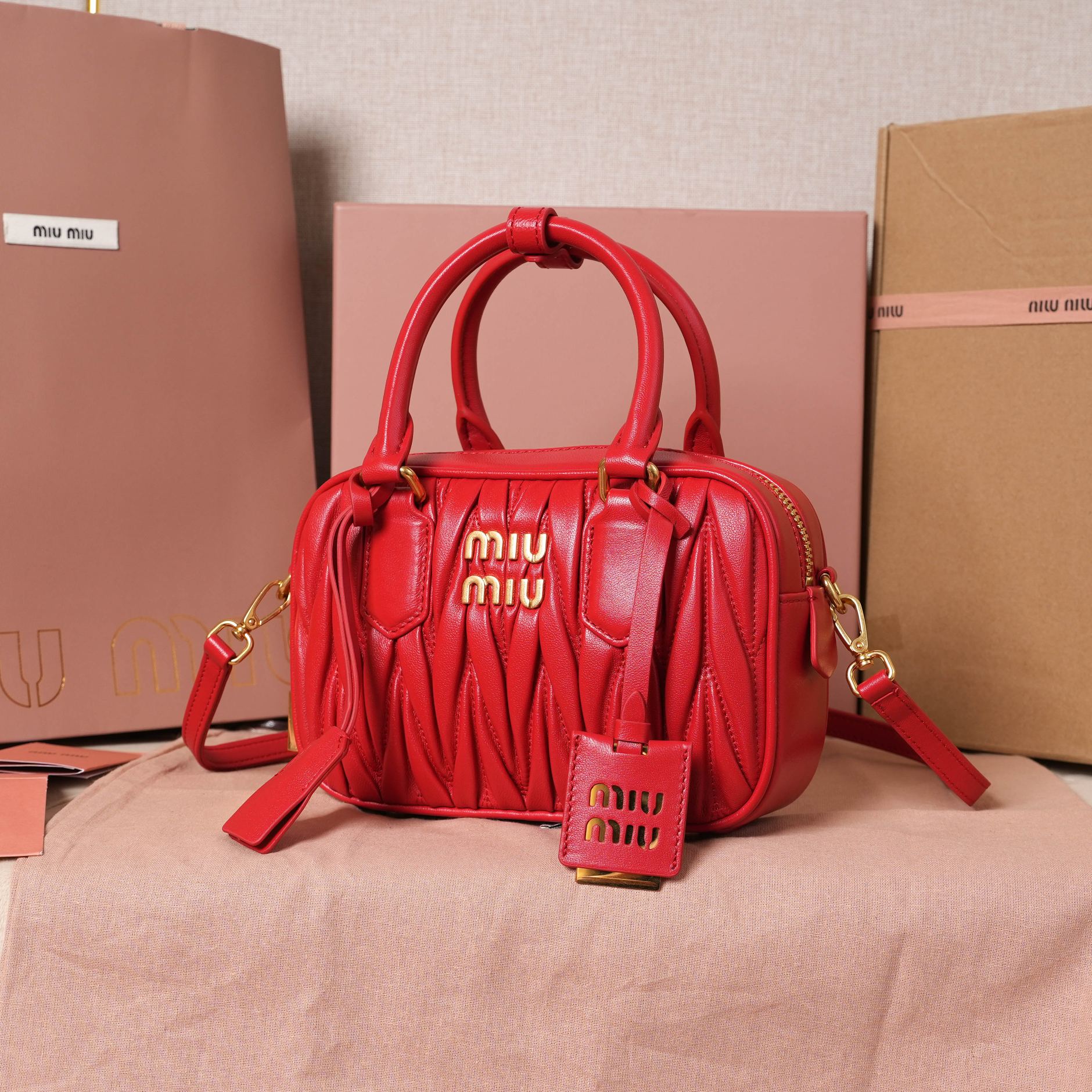 Miu Miu Tiziano Red Nappa Leather Handbag |