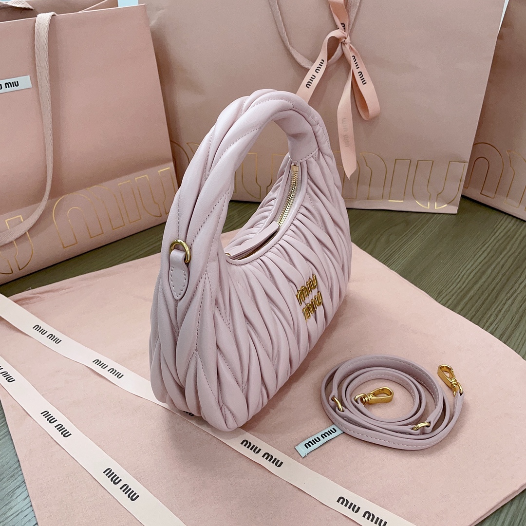 Miu miu Wander matelassé nappa leather small hobo bag
