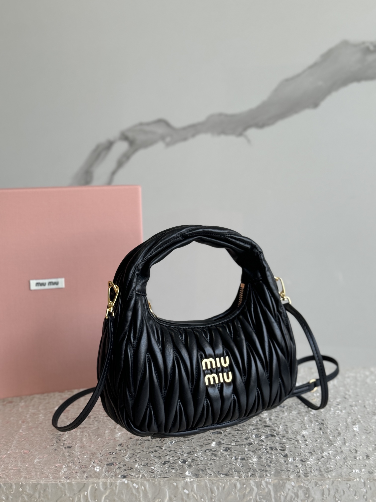 Miu miu Wander matelassé nappa leather small hobo bag