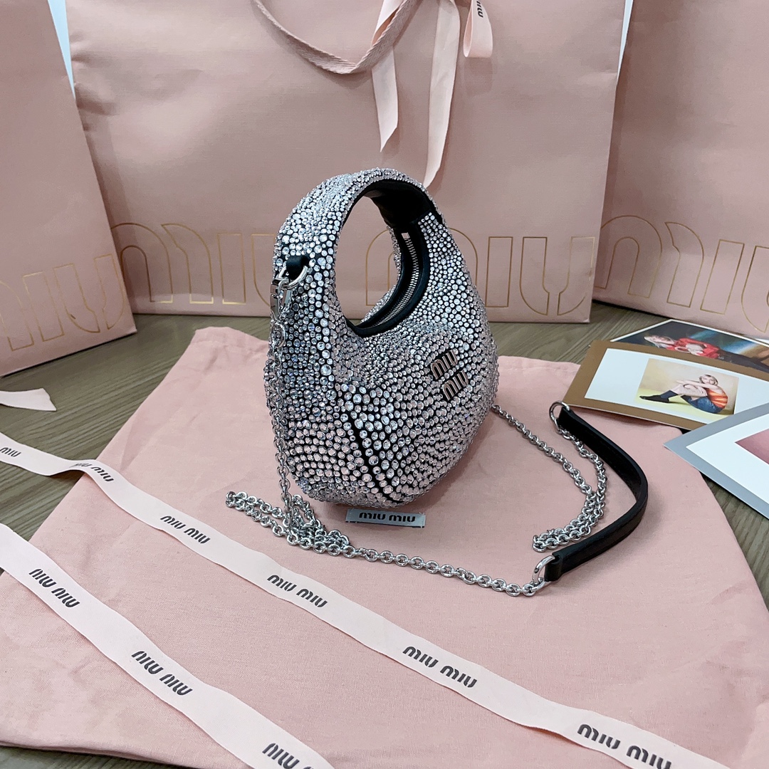 Miu Miu Wander Satin and Silk Mini Hobo Bag with Synthetic