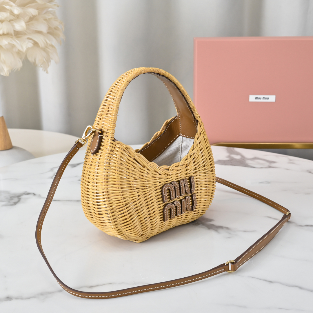 MIU MIU Wander Small Natural/Brown Hobo Bag New