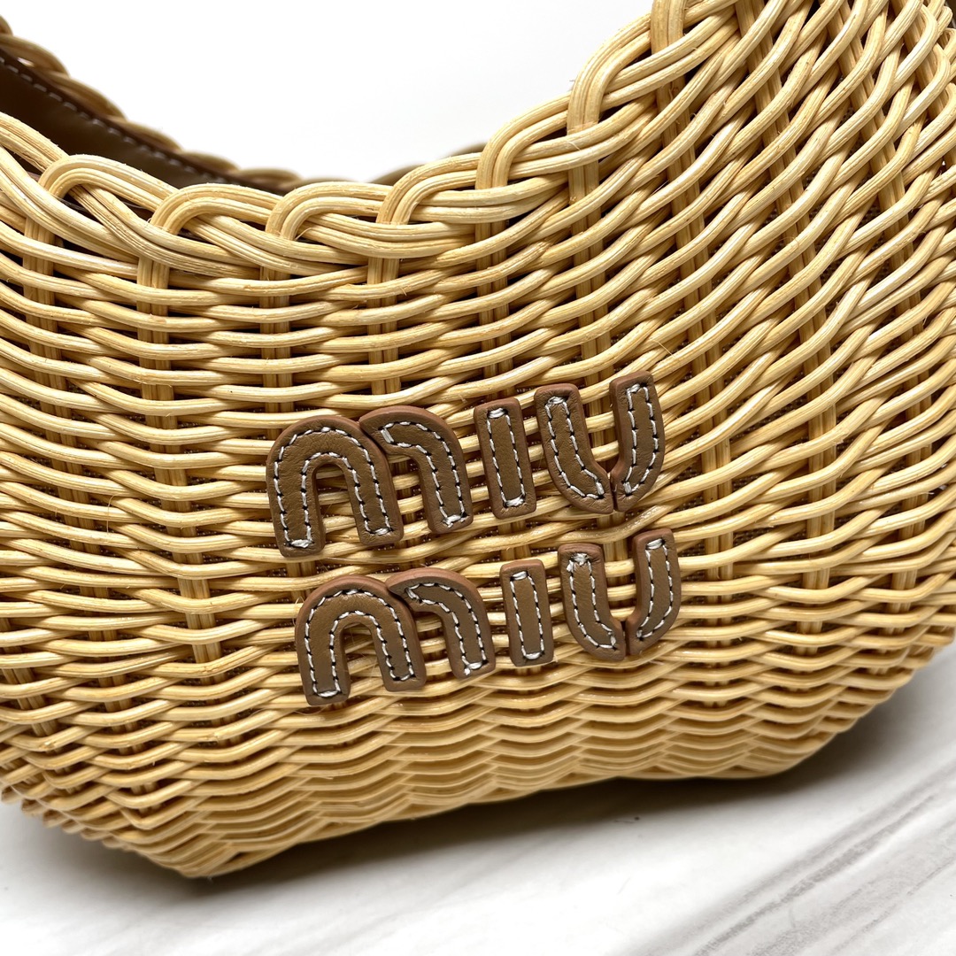 Miu Miu Wander Wicker Top Handle Bag |